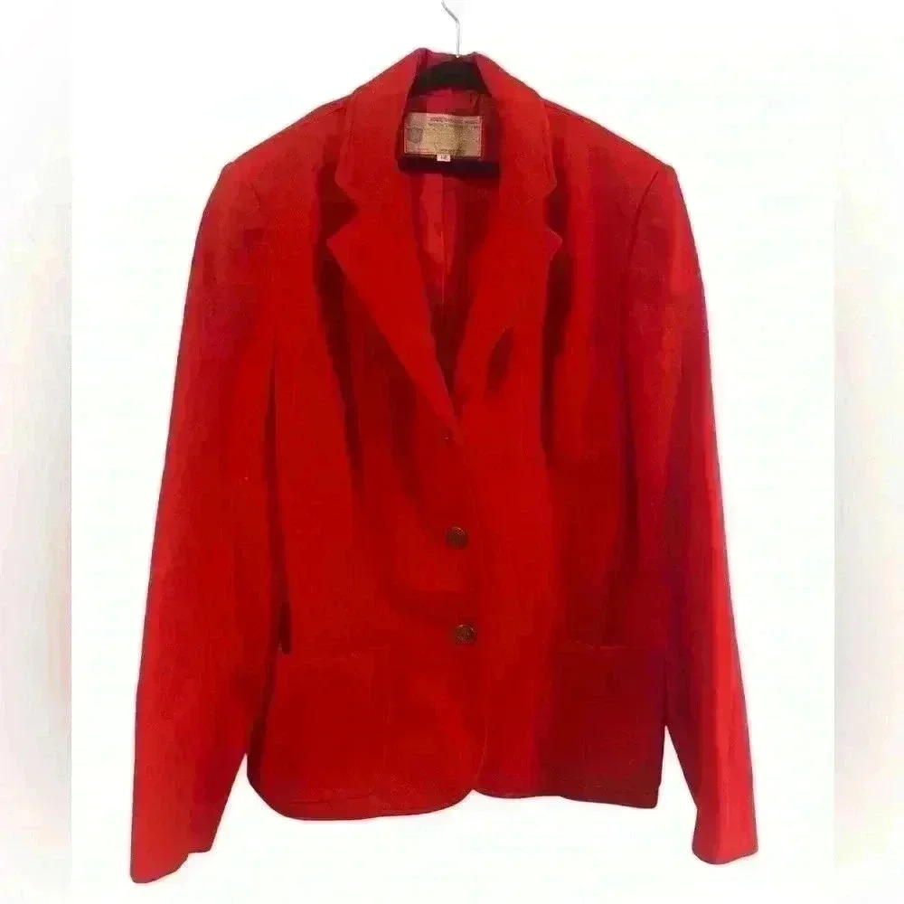 Highland Queen Sports Ltd Red  Blazer Size 12 Vintage Retro 100% virgin wool